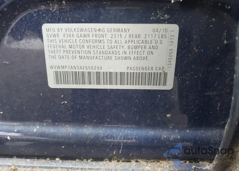 2010 Volkswagen Cc Sport из США, поврежденный, VIN WVWMP7AN3AE555299